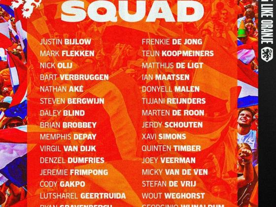 荷兰队欧洲杯初选名单：范戴克领衔，德利赫特、德容在列